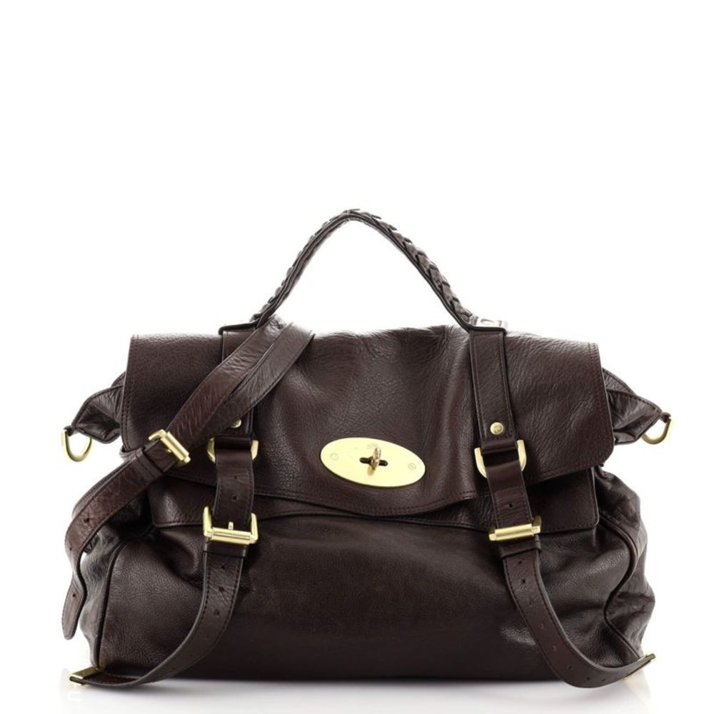 Mulberry Alexa Satchel Polished Buffalo Medium Brown